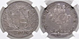 ZECCHE ITALIANE - BOLOGNA - Governo Popolare (1796-1797) - Mezzo scudo 1797 Pag. 40/40f; Mont. 60/66 R AG Delicata patina su fondi lucenti - Sigillata...