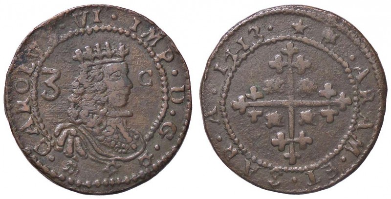 ZECCHE ITALIANE - CAGLIARI - Carlo VI, secondo periodo (1712-1718) - 3 Cagliares...