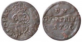 ZECCHE ITALIANE - FIRENZE - Pietro Leopoldo di Lorena (1765-1790) - Quattrino 1790 Mont. 110 R CU
meglio di MB