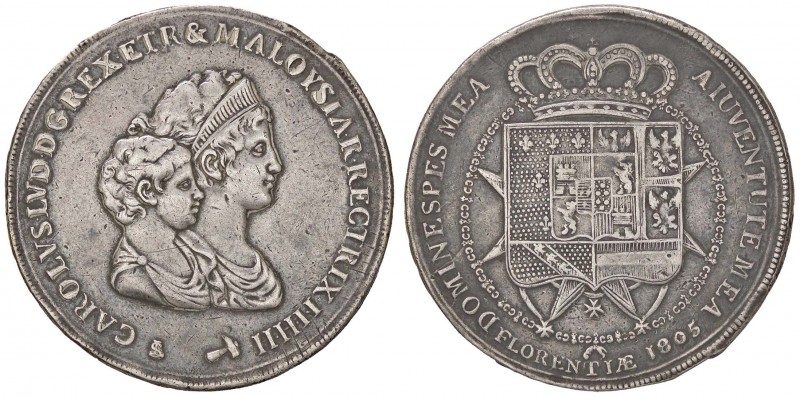 ZECCHE ITALIANE - FIRENZE - Carlo Ludovico di Borbone (1803-1807) - Dena 1805 Pa...