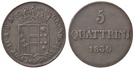 ZECCHE ITALIANE - FIRENZE - Leopoldo II di Lorena (1824-1859) - 5 Quattrini 1830 Pag. 174; Mont. 379 R CU
BB+