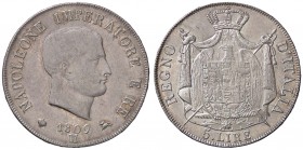 ZECCHE ITALIANE - MILANO - Napoleone I, Re d'Italia (1805-1814) - 5 Lire 1809 Pag. 27a; Mont. 221 AG Puntali aguzzi Metallo lucente
SPL