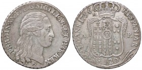 ZECCHE ITALIANE - NAPOLI - Ferdinando IV di Borbone (primo periodo, 1759-1799) - Piastra 1796 P.R. 62; Mont. 214 AG
BB+