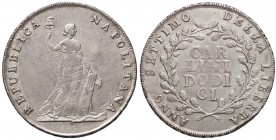 ZECCHE ITALIANE - NAPOLI - Repubblica Napoletana (1799) - 12 Carlini 1799 Mont. 331 (AG g. 27,45)Scritta NAPOLITANA distante dal pileo
BB-SPL
