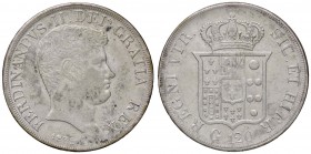 ZECCHE ITALIANE - NAPOLI - Ferdinando II di Borbone (1830-1859) - Piastra 1835 P.R. 59; Mont. 750 AG Legenda continua
BB/BB+
