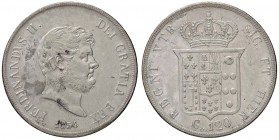 ZECCHE ITALIANE - NAPOLI - Ferdinando II di Borbone (1830-1859) - Piastra 1854 P.R. 83; Mont. 798/800 AG
qSPL/SPL