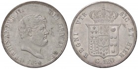 ZECCHE ITALIANE - NAPOLI - Ferdinando II di Borbone (1830-1859) - Piastra 1854 P.R. 83; Mont. 798/800 AG
qSPL