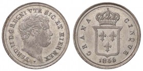 ZECCHE ITALIANE - NAPOLI - Ferdinando II di Borbone (1830-1859) - 5 Grana 1845 P.R. manca; Mont. 971 RR AG 45 ribattuto su 38
SPL-FDC
