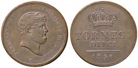 ZECCHE ITALIANE - NAPOLI - Ferdinando II di Borbone (1830-1859) - 10 Tornesi 1856 P.R. 204; Mont. 1032 CU Riflessi rossi
SPL+
