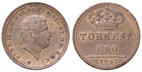ZECCHE ITALIANE - NAPOLI - Ferdinando II di Borbone (1830-1859) - Tornese 1852 P.R. 293; Mont. 1193/1194 CU
FDC