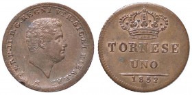 ZECCHE ITALIANE - NAPOLI - Ferdinando II di Borbone (1830-1859) - Tornese 1852 P.R. 293; Mont. 1193/1194 CU
qFDC