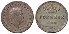 ZECCHE ITALIANE - NAPOLI - Ferdinando II di Borbone (1830-1859) - Tornese 1852 P.R. 293; Mont. 1193/1194 CU Conio debole al D/
SPL