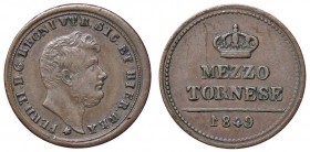 ZECCHE ITALIANE - NAPOLI - Ferdinando II di Borbone (1830-1859) - Mezzo tornese 1849 P.R. manca; Mont. 1240 RR CU 1 della data rivolto a destra
BB+