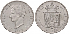 ZECCHE ITALIANE - NAPOLI - Francesco II di Borbone (1859-1860) - Piastra 1859 P.R. 1; Mont. 1258 AG Abilmente lavata
qSPL