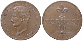 ZECCHE ITALIANE - NAPOLI - Francesco II di Borbone (1859-1860) - 10 Tornesi 1859 P.R. 4; Mont. 1262 CU
bello SPL