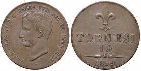 ZECCHE ITALIANE - NAPOLI - Francesco II di Borbone (1859-1860) - 10 Tornesi 1859 Mont. 1263 R CU Zecca di Roma
BB-SPL