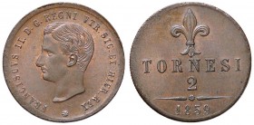 ZECCHE ITALIANE - NAPOLI - Francesco II di Borbone (1859-1860) - 2 Tornesi 1859 P.R. 6; Mont. 1265 CU Riflessi rossi
SPL-FDC
