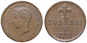 ZECCHE ITALIANE - NAPOLI - Francesco II di Borbone (1859-1860) - 2 Tornesi 1859 P.R. 6; Mont. 1265 CU
SPL+