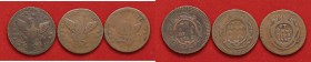 ZECCHE ITALIANE - PALERMO - Ferdinando III di Borbone (1759-1816) - Grano 1776-1779-1782 CU Lotto di 3 monete
med. MB