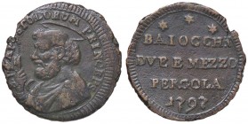 ZECCHE ITALIANE - PERGOLA - Pio VI (1775-1799) - Sampietrino 1797 CNI 10; Munt. 382a R CU
BB/BB+