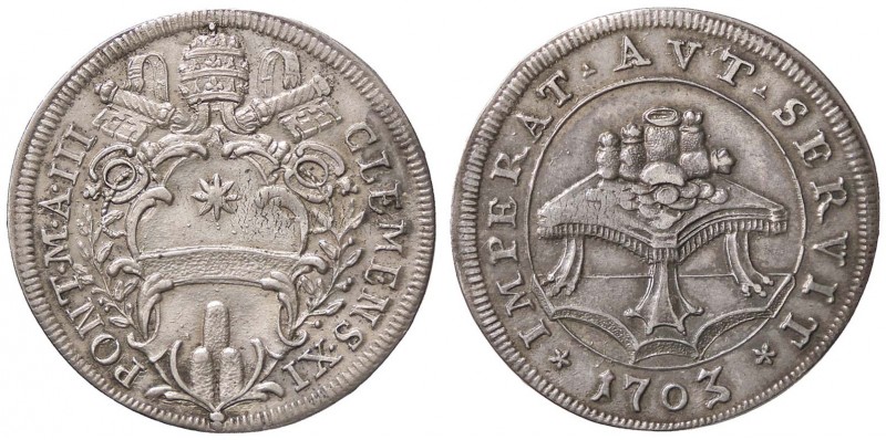 ZECCHE ITALIANE - ROMA - Clemente XI (1700-1721) - Testone 1703 A. III CNI 40; M...