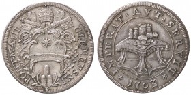 ZECCHE ITALIANE - ROMA - Clemente XI (1700-1721) - Testone 1703 A. III CNI 40; Munt. 67 R (AG g. 9,18)
SPL