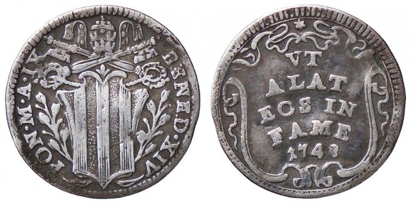 ZECCHE ITALIANE - ROMA - Benedetto XIV (1740-1758) - Grosso 1748 A. IX CNI 236; ...