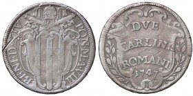 ZECCHE ITALIANE - ROMA - Benedetto XIV (1740-1758) - 2 Carlini 1747 A. VIII CNI 216; Munt. 151 MI Graffi
qBB