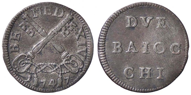 ZECCHE ITALIANE - ROMA - Benedetto XIV (1740-1758) - Muraiola da 2 baiocchi 1747...