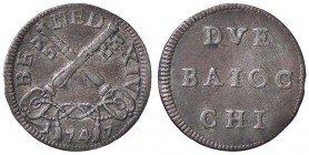 ZECCHE ITALIANE - ROMA - Benedetto XIV (1740-1758) - Muraiola da 2 baiocchi 1747 Ser. 1543/374a; Munt. 159a R MI Graffi
BB
