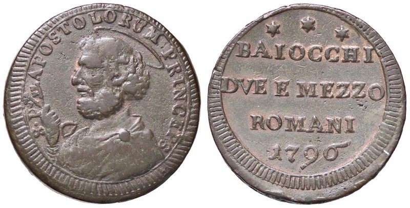 ZECCHE ITALIANE - ROMA - Pio VI (1775-1799) - Sampietrino 1796 CNI 308; Munt. 10...