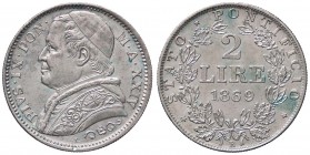 ZECCHE ITALIANE - ROMA - Pio IX (1866-1870) - 2 Lire 1869 A. XXIV Pag. 561; Mont. 371 AG
SPL/SPL+