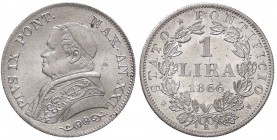 ZECCHE ITALIANE - ROMA - Pio IX (1866-1870) - Lira 1866 A. XXI Pag. 567; Mont. 377 RR AG Busto medio
FDC