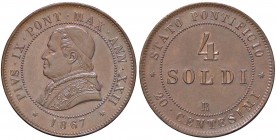 ZECCHE ITALIANE - ROMA - Pio IX (1866-1870) - 4 Soldi 1867 A. XXII Pag. 592; Mont. 401 CU
SPL+