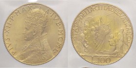 ZECCHE ITALIANE - ROMA - Pio XII (1939-1958) - 100 Lire 1950 Pag. 716; Mont. 519 R AU Sigillata Francesco Cavaliere
FDC