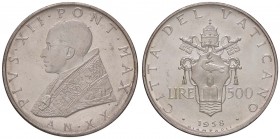 ZECCHE ITALIANE - ROMA - Pio XII (1939-1958) - 500 Lire 1958 Pag. 704; Mont. 507 AG
FDC