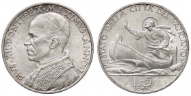 ZECCHE ITALIANE - ROMA - Pio XII (1939-1958) - 5 Lire 1939 Pag. 754; Mont. 557 AG Segno al ciglio
qFDC/FDC