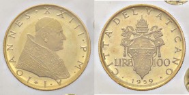ZECCHE ITALIANE - ROMA - Giovanni XXIII (1958-1963) - 100 Lire 1959 Pag. 866; Mont. 676 RR AU Sigillata Francesco Cavaliere
qFDC/FDC