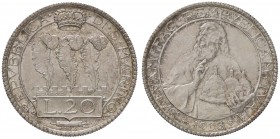 ZECCHE ITALIANE - SAN MARINO - Vecchia monetazione - 20 Lire 1938 Pag. 348; Mont. 27 RR AG Delicata patina su fondi lucenti
FDC