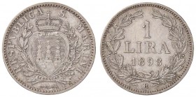 ZECCHE ITALIANE - SAN MARINO - Vecchia monetazione - Lira 1898 Pag. 367; Mont. 4 R AG
SPL+