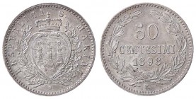 ZECCHE ITALIANE - SAN MARINO - Vecchia monetazione - 50 Centesimi 1898 Pag. 369; Mont. 6 AG Gradevole patina
FDC