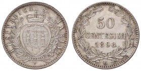 ZECCHE ITALIANE - SAN MARINO - Vecchia monetazione - 50 Centesimi 1898 Pag. 369; Mont. 6 AG
FDC/qFDC