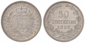ZECCHE ITALIANE - SAN MARINO - Vecchia monetazione - 50 Centesimi 1898 Pag. 369; Mont. 6 AG
FDC/qFDC