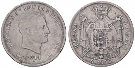 ZECCHE ITALIANE - VENEZIA - Napoleone I, Re d'Italia (1805-1814) - 5 Lire 1811 Pag. 16; Mont. 21 AG Puntali aguzzi
MB