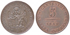 ZECCHE ITALIANE - VENEZIA - Governo Provvisorio (1848-1849) - 5 Centesimi 1849 Pag. 184; Mont. 94 CU
FDC