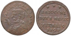 ZECCHE ITALIANE - VITERBO - Pio VI (1775-1799) - Sampietrino 1797 CNI 12; Munt. 427 var. I R CU Ridotto
BB-SPL