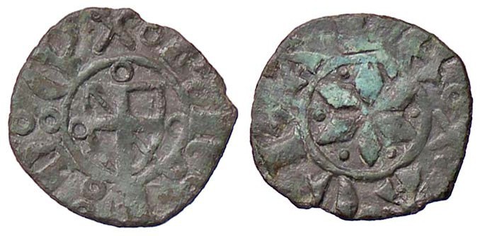 SAVOIA - Amedeo d'Acaia (1377-1402) - Obolo - Scudo di Savoia-Acaja tra tre anel...