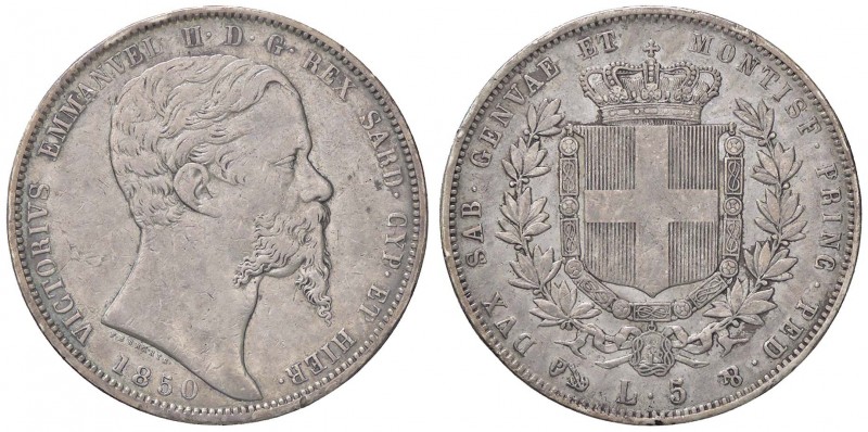 SAVOIA - Vittorio Emanuele II (1849-1861) - 5 Lire 1850 G Pag. 370; Mont. 41 R A...