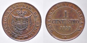 SAVOIA - Vittorio Emanuele II Re eletto (1859-1861) - Centesimo 1859 BI Pag. 447; Mont. 125 CU Sigillata Eupremio Montenegro SPL52
SPL