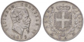 SAVOIA - Vittorio Emanuele II Re d'Italia (1861-1878) - 5 Lire 1873 M Pag. 496; Mont. 180 AG
BB+